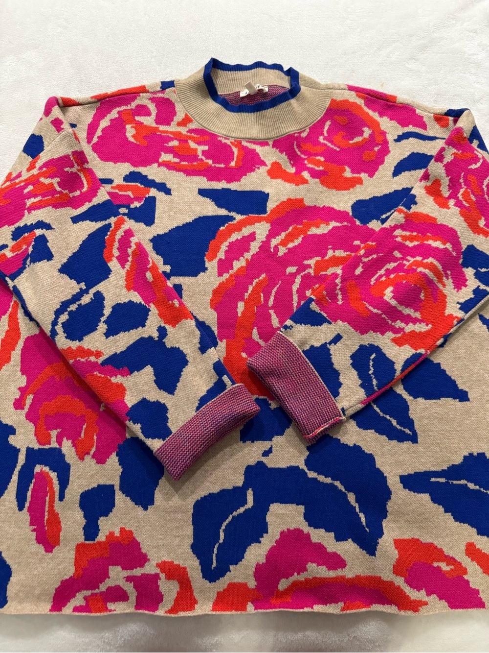 Jodifl Bloom Mock neck Floral Oversized Sweater Medium D76